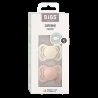 BIBS Supreme Symetrické dudlíky z přírodního kaučuku slonová kost/růžová, 0-6m, 2 ks BIBS Supreme Symetrické dudlíky z přírodního kaučuku slonová kost/růžová, 0-6m, 2 ks