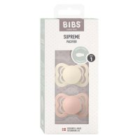 BIBS Supreme Symetrické dudlíky z přírodního kaučuku slonová kost/růžová, 0-6m, 2 ks