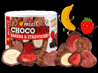 Mixit Mixit, Křupavé banánky a jahody v čokoládě, 150g