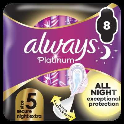 Always Platinum secure Night extra hygienické vložky s křidélky 8 ks