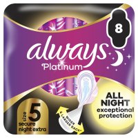 Always Platinum secure Night extra hygienické vložky s křidélky 8 ks