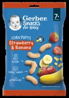 Gerber Snacks kukuřičné křupky jahoda a banán 28 g Gerber Snacks kukuřičné křupky jahoda a banán 28 g