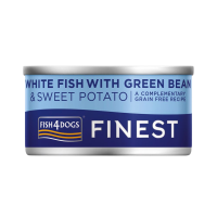 Fish4Dogs Konzerva pro psy Finest s bílou rybou, sladkými bramborami a zelenými fazolkami 85 g