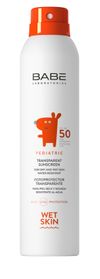 Babé Dítě - Transparentní dětský opalovací sprej na mokrou pokožku SPF 50, 200 ml