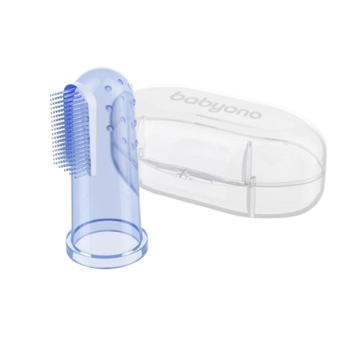 BabyOno Kartáček zubní prstový s pouzdrem modrý