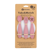 Petite&Mars Set silikonových tréninkových lžiček Take&Match Dusty Rose 6m+