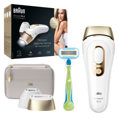 BRAUN Silk Expert Pro 5 PL5154, IPL pro ženy, přístroj na dlouhodobé odstranění chloupků, bílá/zlatá