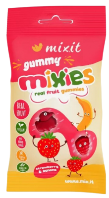 MIXIT Gummy Mixies Jahoda & banán - přírodní želé bonbóny 35 g