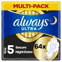 ALWAYS Ultra Hygienické Vložky Secure Night Extra S Křidélky 64 ks