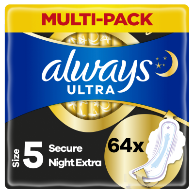 ALWAYS Ultra Hygienické Vložky Secure Night Extra S Křidélky 64 ks