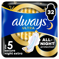 ALWAYS Ultra Secure Night Extra hygienické vložky (vel. 5) s křidélky 32 ks