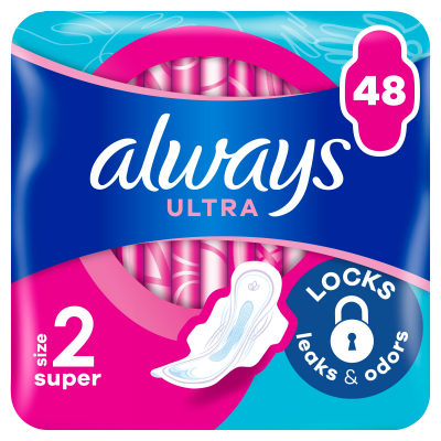 ALWAYS Ultra Super hygienické vložky (Vel. 2) s křidélky 48 ks