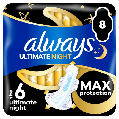 ALWAYS Ultimate Night hygienické vložky (Vel. 6) s křidélky 8 ks