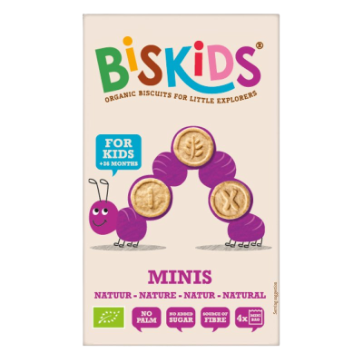 BELKORN BISkids BIO dětské celozrnné mini sušenky Natural bez přidaného cukru 120 g
