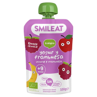SMILEAT BIO kapsička řecký jogurt, jablko, banán, malina a rýže 9M+ 100 g SMILEAT BIO kapsička řecký jogurt, jablko, banán, malina a rýže 9M+ 100 g