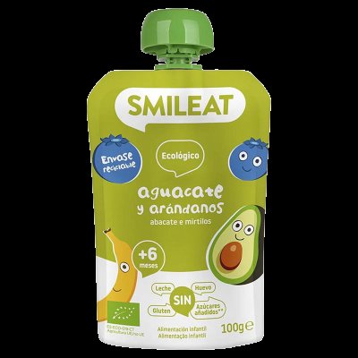 SMILEAT BIO kapsička jablko, banán, avokádo a borůvky 6M+ 100 g