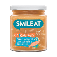 SMILEAT BIO příkrm losos s hnědou rýží a zeleninou s extra panenským olivovým olejem 10M+ 230 g