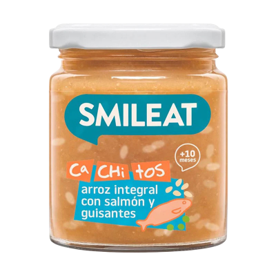 SMILEAT BIO příkrm losos s hnědou rýží a zeleninou s extra panenským olivovým olejem 10M+ 230 g