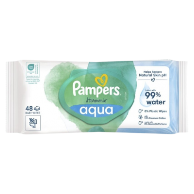 PAMPERS Harmonie Aqua 0 % plastů 48 ks