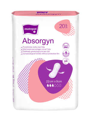MATOPAT Absorgyn poporodní gynekologické vložky bez folie 22 cm x 9 cm, 20 ks