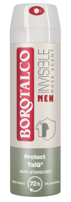 BOROTALCO Men Invisible Musk Scent Protect TalQ, Deodorant sprej pro muže 150 ml