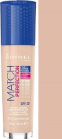 RIMMEL London Match Perfection Foundation SPF20 make-up 010 Light Porcelain 30 ml