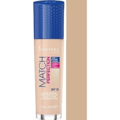 RIMMEL London Match Perfection Foundation SPF20 make-up 100 Ivory 30 ml