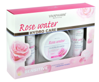 VIVAPHARM dárková kazeta rose water - pleťová čistící voda 200ml + zvláčňující krém 200ml + odličovací mléko 200ml