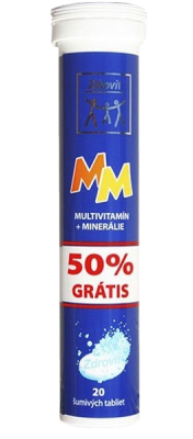 ZDROVIT Multivitamin + minerály šumivé tablety, mandarinka - 50%zdarma 20 šumivých tablet