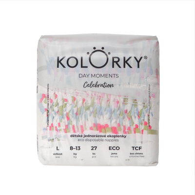 KOLORKY DAY MOMENTS - Celebration - L (8-13 kg) - jednorázové ekoplenky 27 ks