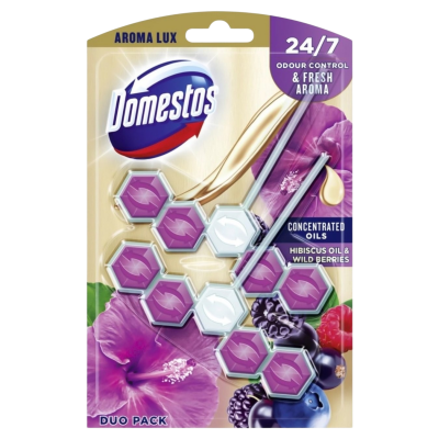 DOMESTOS Aroma Lux, Hibiscus oil & Wild Berries, Toaletní osvěžovací blok 2 x 55 g