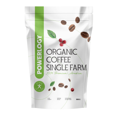 POWERLOGY Organic Coffee Single Farm, BIO zrnková káva 100% arabica 900 g