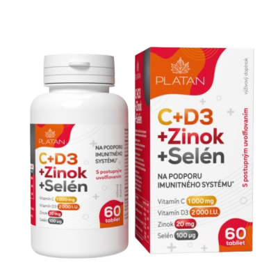 PLATAN Vitamín C + D + Zn + Se 60 tablet