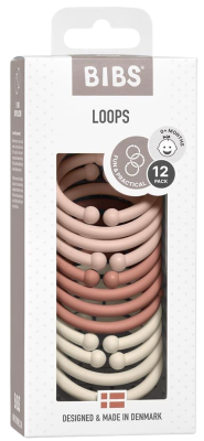 BIBS Loops Kroužky, Blush/ Woodchuck/ Ivory 12 ks