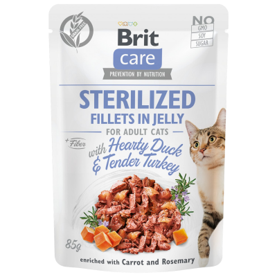 BRIT Kapsička Cat Pouch Sterilized - Hearty Duck & Tender Turkey in Jelly 85 g