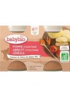 BABYBIO ovocný príkrm jablko marhuľa cereálie 2 x 130 g