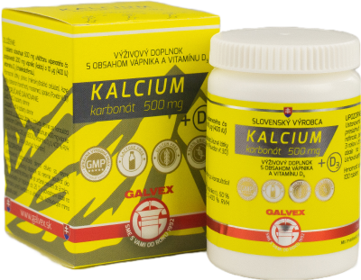 GALVEX Kalcium karbonát 500 mg + D3, 100 tabliet