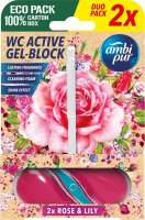 AMBIPUR WC Active gel-blok růže & lilie 2 x 45 g