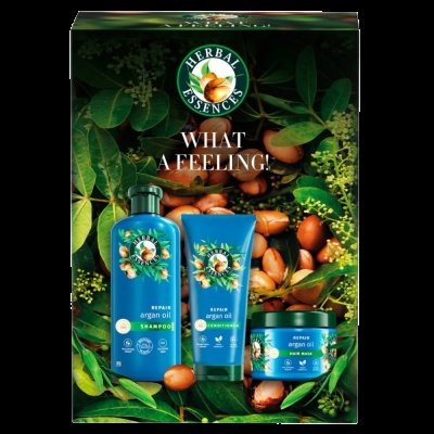 Herbal Essences Xmass sada Argan Repair šampon, kondicionér a maska 3 ks