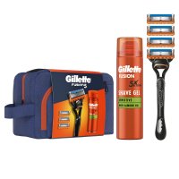 GILLETTE Dárková sada: Fusion holicí strojek + 4 hlavice + Fusion gel 200 ml