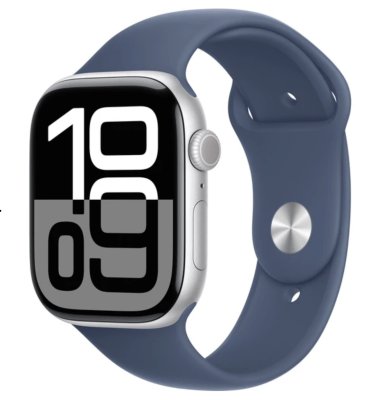 APPLE Watch Series 10 GPS 42mm Silver Aluminium Case with Denim Sport Band - M/L