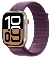 APPLE Apple Watch Series 10 GPS 42mm Rose Gold Aluminium Case with Plum Sport Loop