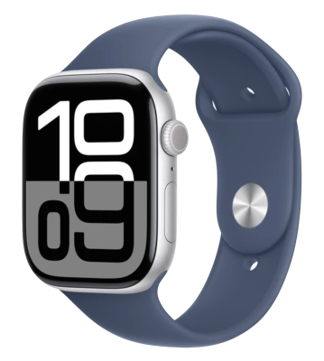 APPLE Apple Watch Series 10 GPS 46mm Silver Aluminium Case with Denim Sport Band - M/L