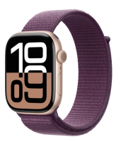 APPLE Watch Series 10 GPS + Cellular 42mm Rose Gold Aluminium Case with Plum Sport Loop