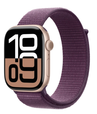 APPLE Watch Series 10 GPS + Cellular 42mm Rose Gold Aluminium Case with Plum Sport Loop