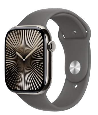 APPLE Watch Series 10 GPS + Cellular 42mm Natural Titanium Case with Stone Grey Sport Band - M/L