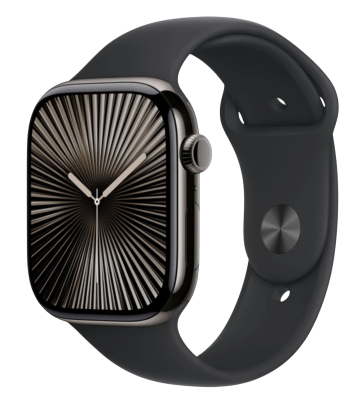 APPLE Watch Series 10 GPS + Cellular 42mm Slate Titanium Case with Black Sport Band - M/L