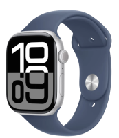 APPLE Watch Series 10 GPS + Cellular 46mm Silver Aluminium Case with Denim Sport Band - M/L