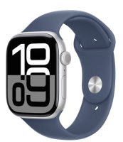 APPLE Watch Series 10 GPS + Cellular 46mm Silver Aluminium Case with Denim Sport Band - M/L