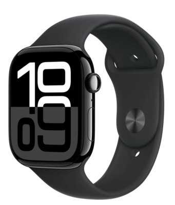 APPLE Watch Series 10 GPS + Cellular 46mm Jet Black Aluminium Case with Black Sport Band - M/L